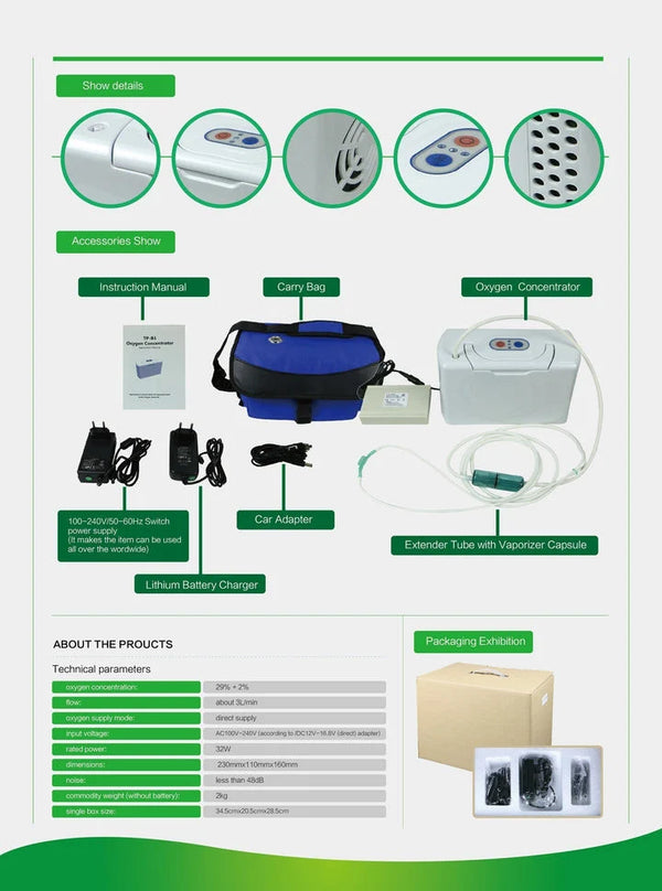 Portable Oxygen Concentrator With Battery & Carrier