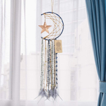 Blue Dream Catcher Handmade Half Circle Moon Design