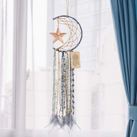 Blue Dream Catcher Handmade Half Circle Moon Design